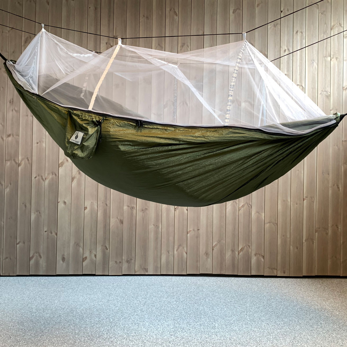 Leaf hammock single with net (olive green)