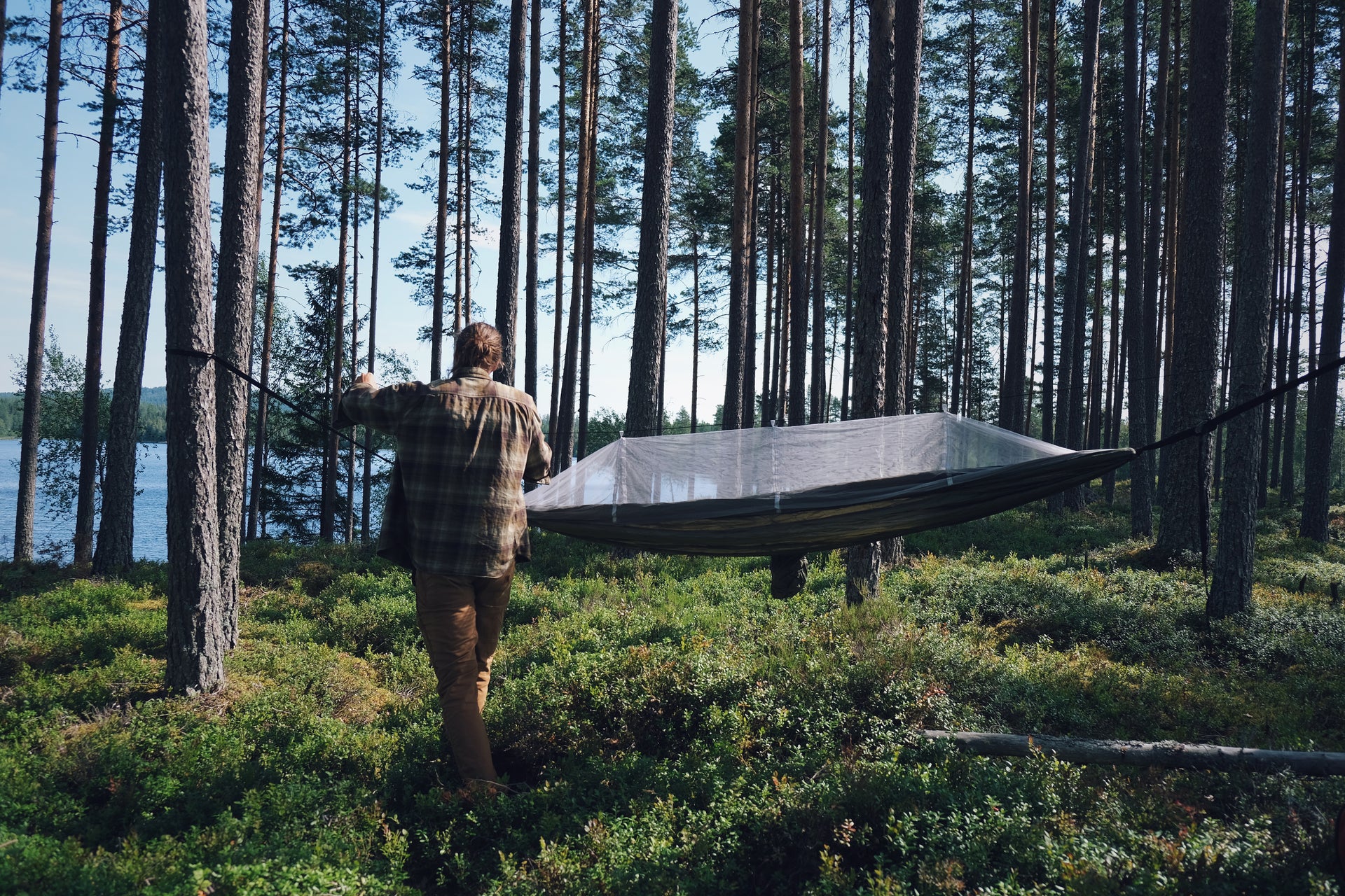 Leaf hengekøye enkel med nett (olive green)