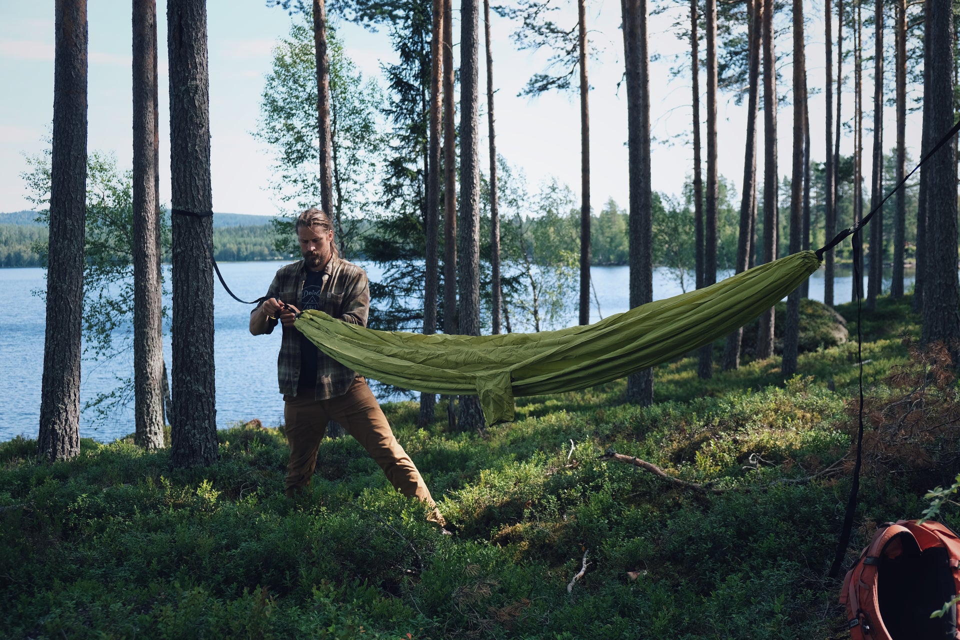 Leaf hengekøye dobbel med nett (olive green)