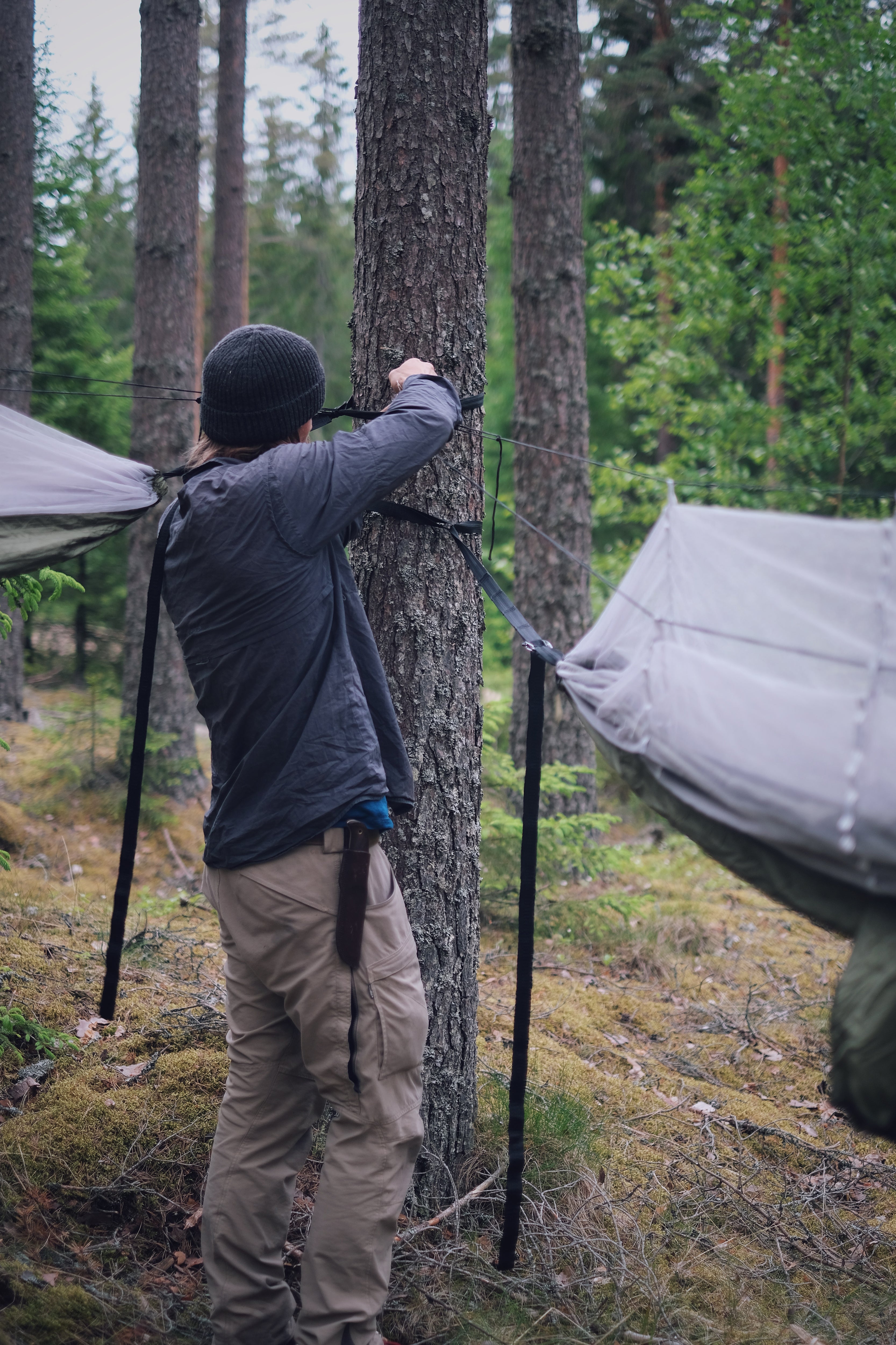 Leaf hammock double with net (olive green) - Fjellpulken